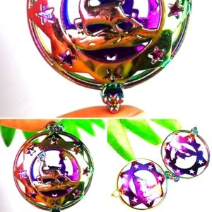 New Rainbow Hematite Deer Star Round Open Pendant.